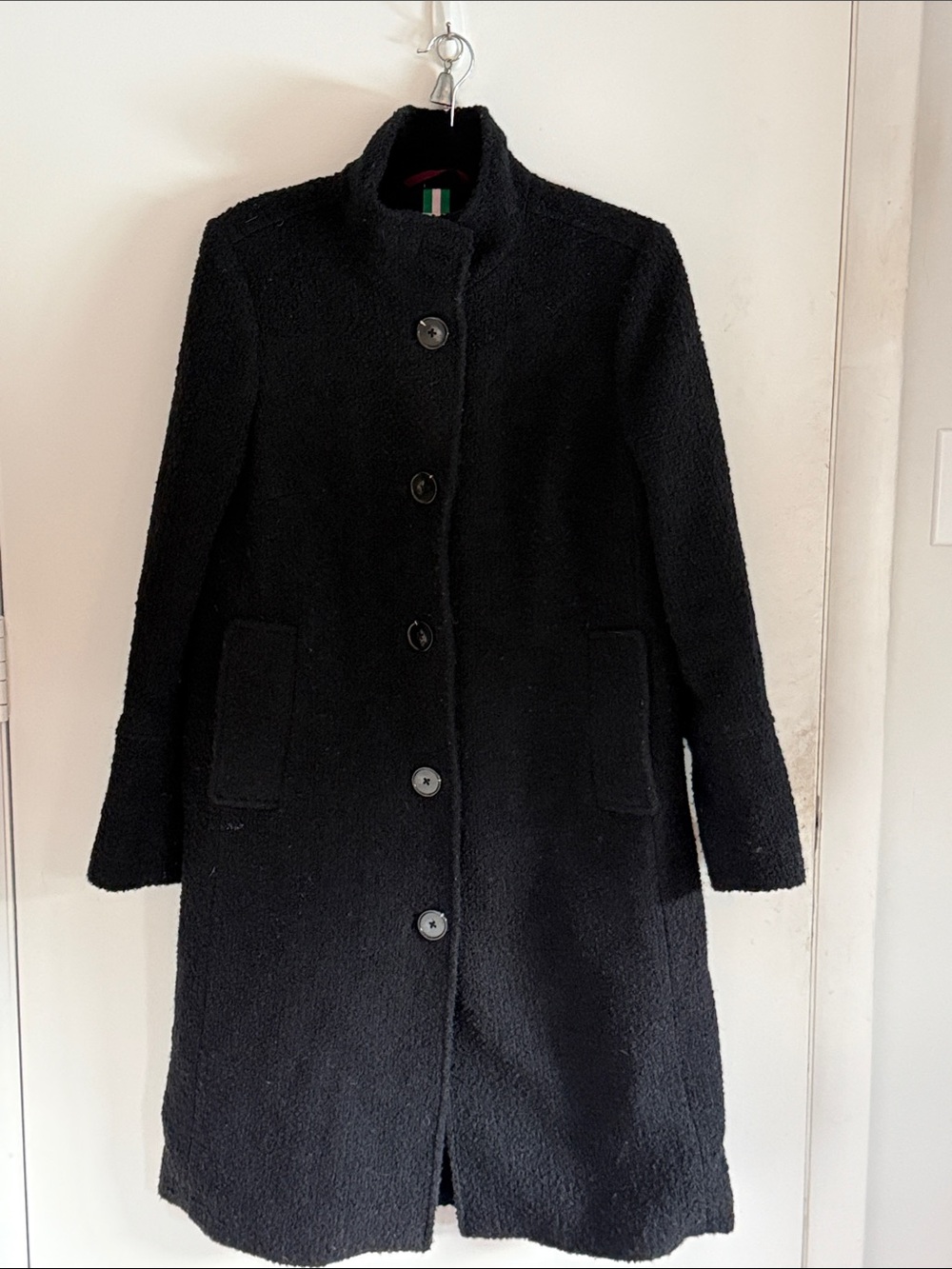 Boden Black Textured Single-Breasted Pea Coat